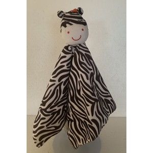 Carter's OS Zebra Lovey Security Blanket Rattle Black White Satin Plush 16 x 16